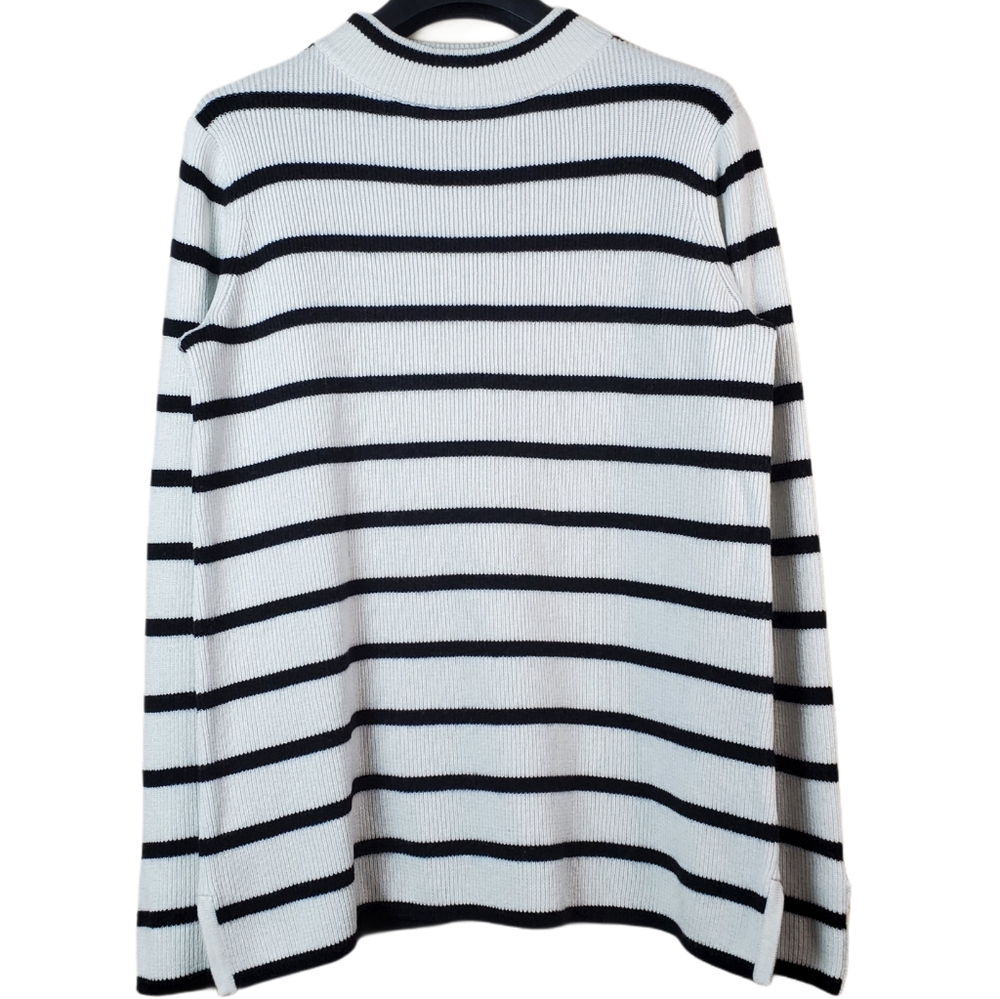 41 Hawthorn Kammy Black & White Striped Mock Neck Sweater Sz M